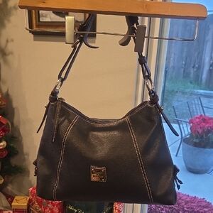 Y2k Dooney & Bourke East & West Soho Dark Brown Pebbled  Leather Shoulder Bag